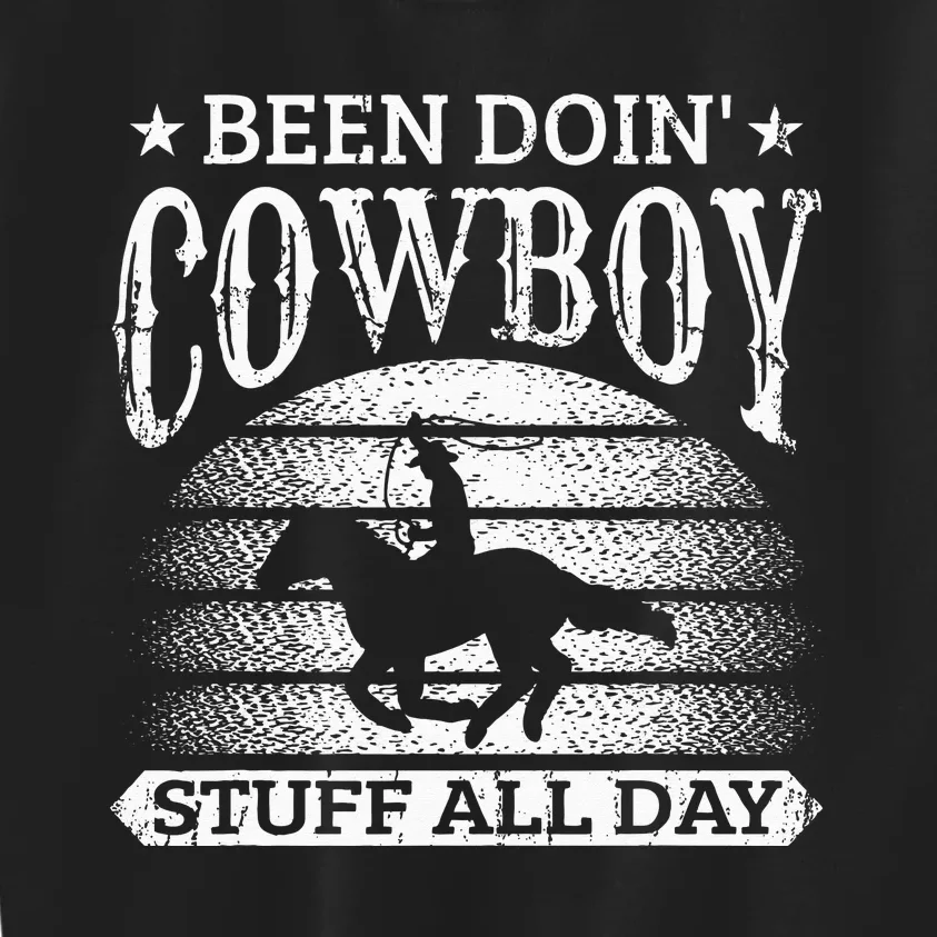 Been Doing Cow Stuff All Day Roping Racing Horse Riding Kids Sweatshirt