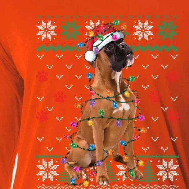 Boxer Dog Christmas Ugly Sweater Boxer Lover Xmas Gift Cooling Performance Long Sleeve Crew