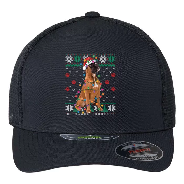 Boxer Dog Christmas Ugly Sweater Boxer Lover Xmas Gift Flexfit Unipanel Trucker Cap