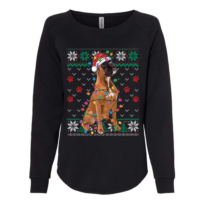 Boxer Dog Christmas Ugly Sweater Boxer Lover Xmas Gift Womens California Wash Sweatshirt