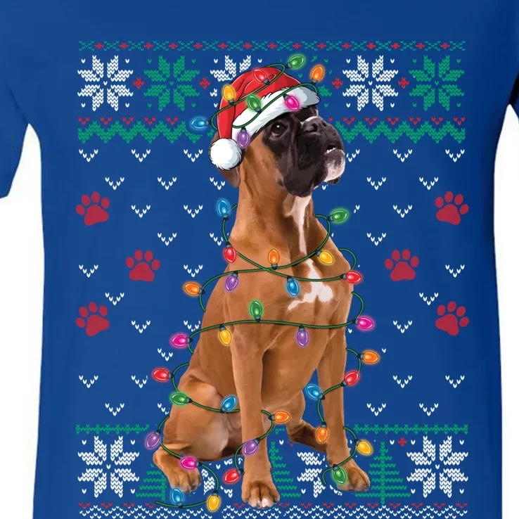 Boxer Dog Christmas Ugly Sweater Boxer Lover Xmas Gift V-Neck T-Shirt