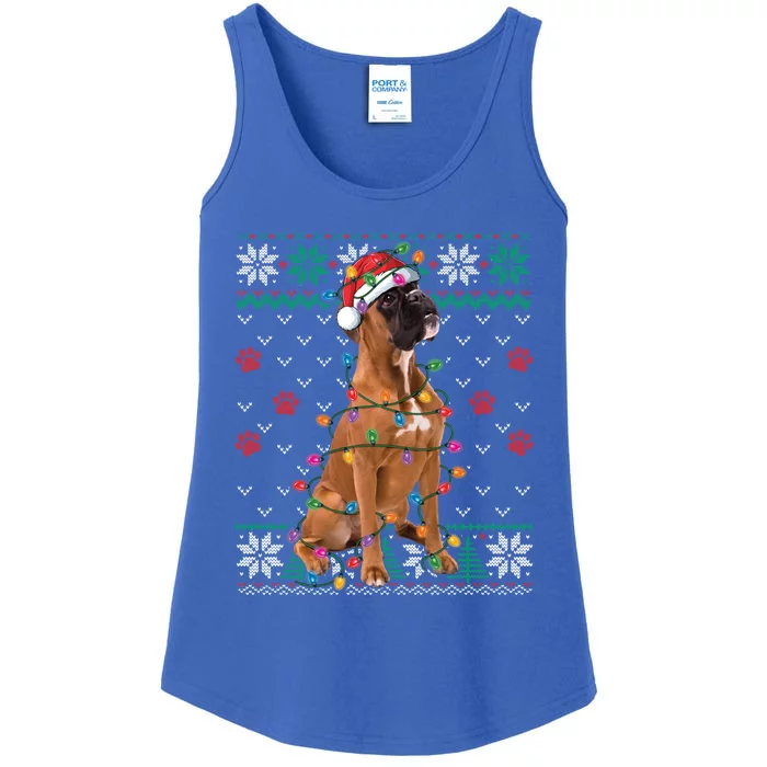 Boxer Dog Christmas Ugly Sweater Boxer Lover Xmas Gift Ladies Essential Tank