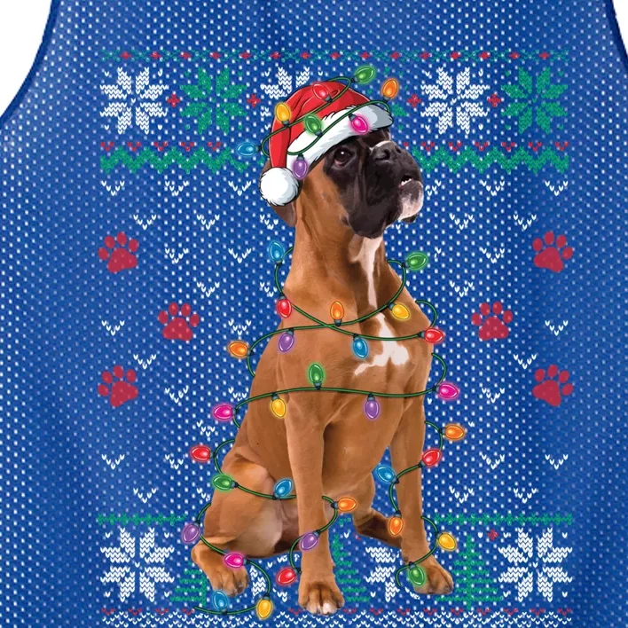 Boxer Dog Christmas Ugly Sweater Boxer Lover Xmas Gift Mesh Reversible Basketball Jersey Tank