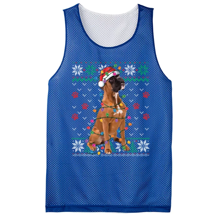 Boxer Dog Christmas Ugly Sweater Boxer Lover Xmas Gift Mesh Reversible Basketball Jersey Tank