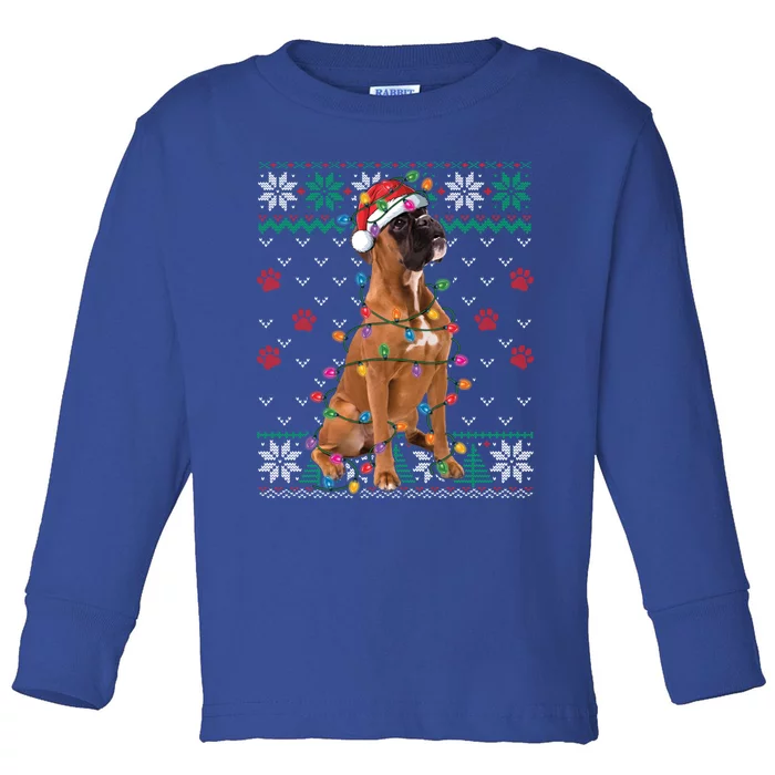 Boxer Dog Christmas Ugly Sweater Boxer Lover Xmas Gift Toddler Long Sleeve Shirt