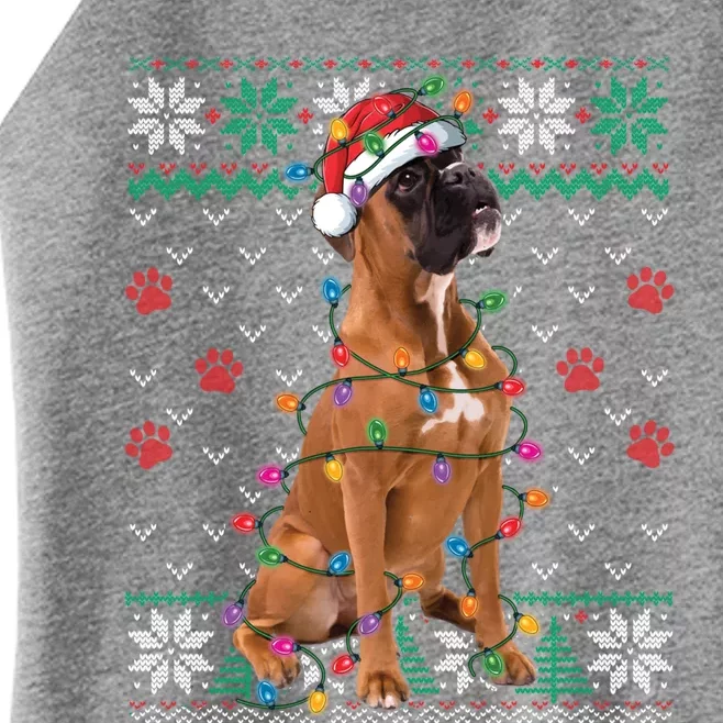 Boxer Dog Christmas Ugly Sweater Boxer Lover Xmas Gift Women’s Perfect Tri Rocker Tank