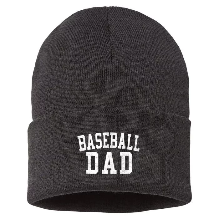 Baseball Dad Classic Bold Font Fathers Day Daddy Sustainable Knit Beanie