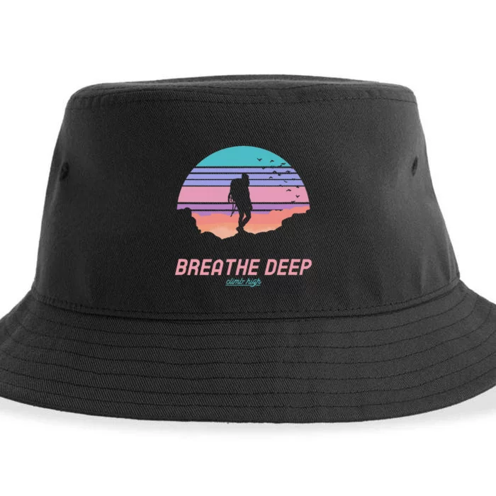 Breathe Deep Climb High Hiking Camping Backpacking Sustainable Bucket Hat