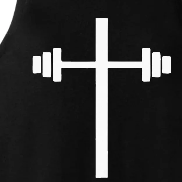 Barbell Dumbbell Cross Christian Jesus Gym Workout Lifting Ladies Tri-Blend Wicking Tank