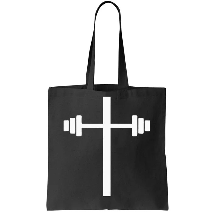 Barbell Dumbbell Cross Christian Jesus Gym Workout Lifting Tote Bag