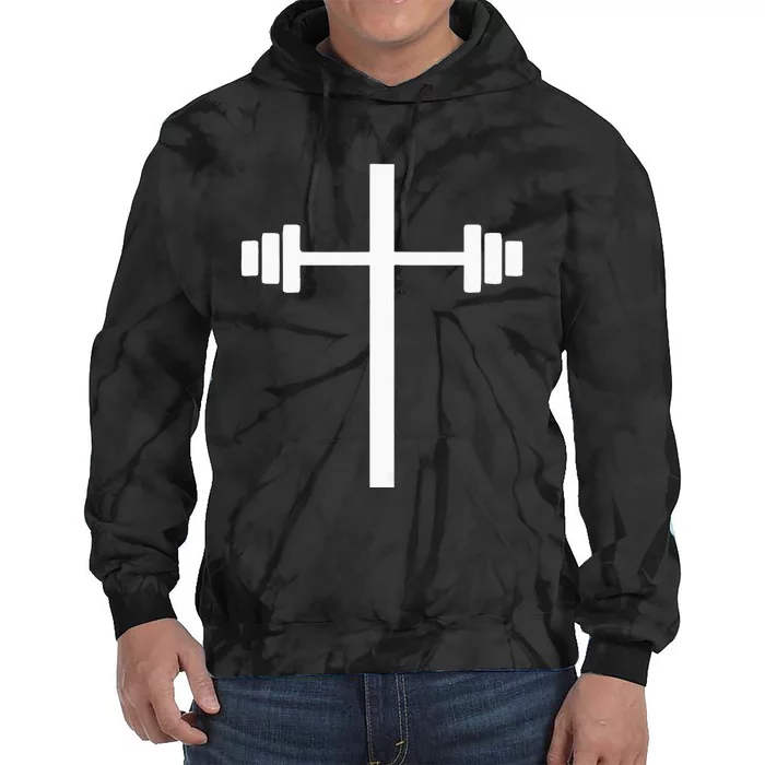 Barbell Dumbbell Cross Christian Jesus Gym Workout Lifting Tie Dye Hoodie