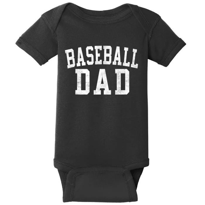 Baseball Dad Classic Bold Font FatherS Day Daddy Baby Bodysuit