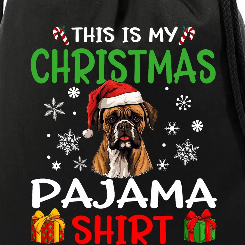 Boxer Dog Christmas Pajama Merry Xmas Drawstring Bag