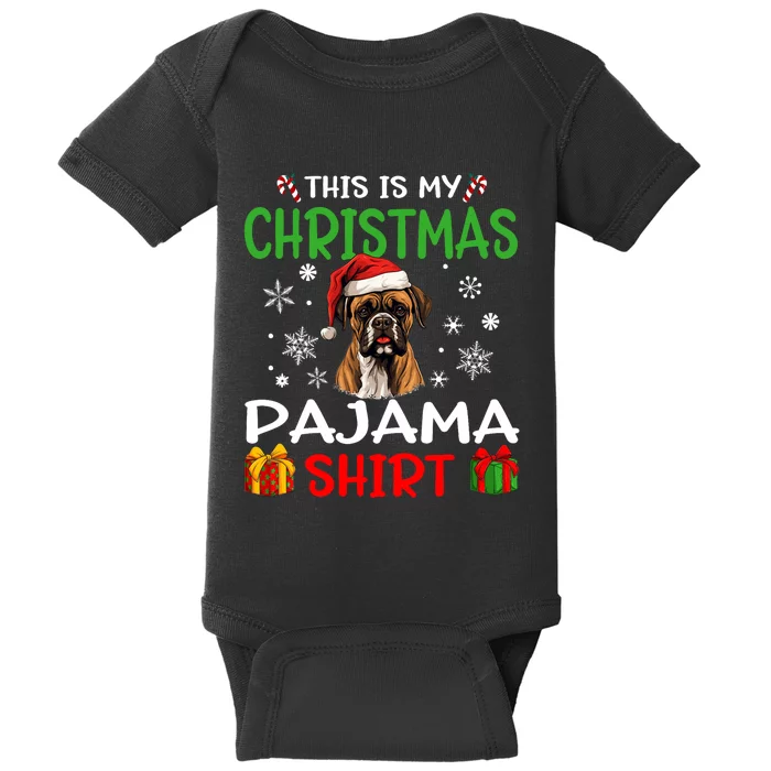 Boxer Dog Christmas Pajama Merry Xmas Baby Bodysuit