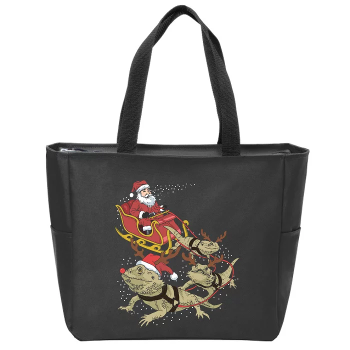 Bearded Dragon Christmas Zip Tote Bag