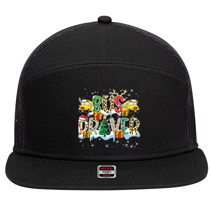 Bus Driver Christmas School Bus Driver Xmas Party 7 Panel Mesh Trucker Snapback Hat