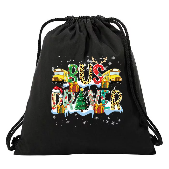 Bus Driver Christmas School Bus Driver Xmas Party Drawstring Bag