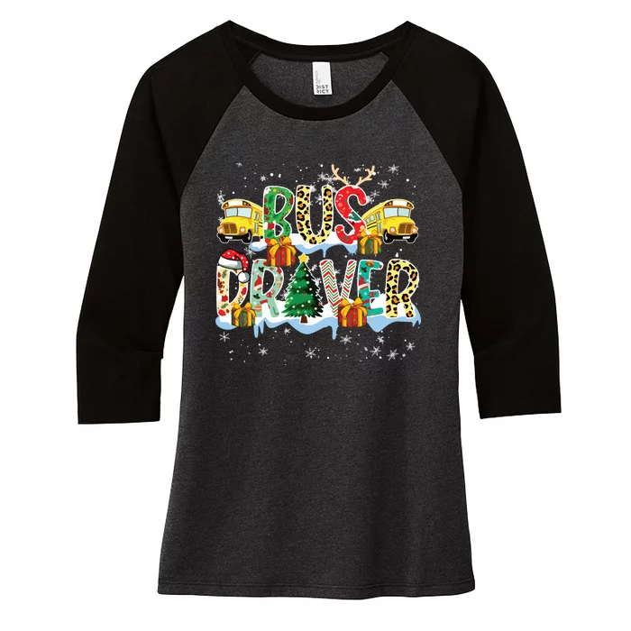 Bus Driver Christmas School Bus Driver Xmas Party Women's Tri-Blend 3/4-Sleeve Raglan Shirt