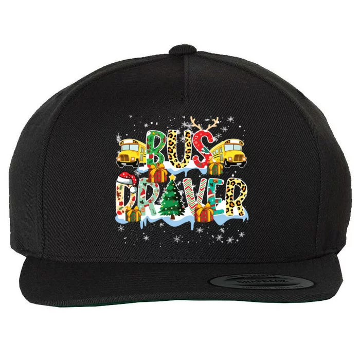 Bus Driver Christmas School Bus Driver Xmas Party Wool Snapback Cap