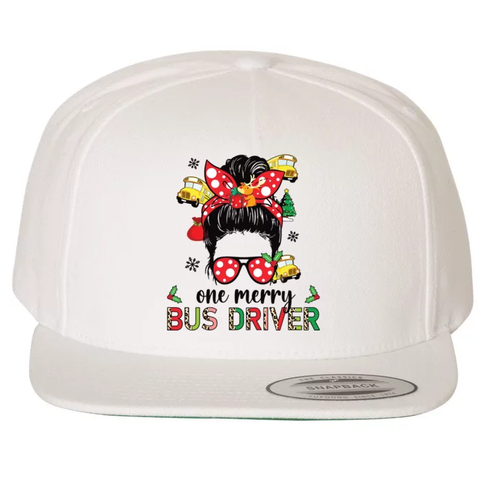 Bus Driver Christmas School Bus Driver Xmas Party Messy Bun Wool Snapback Cap