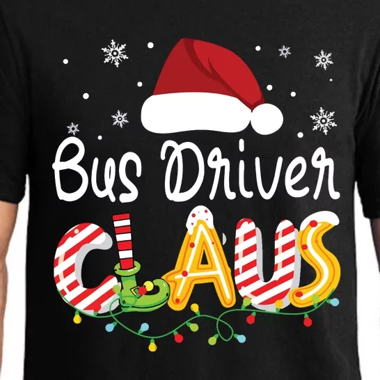 Bus Driver Claus Santa Hat Xmas Light Christmas Bus Driver Pajama Set