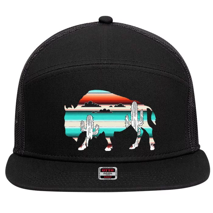 Bison Desert Cactus Serape Western 7 Panel Mesh Trucker Snapback Hat