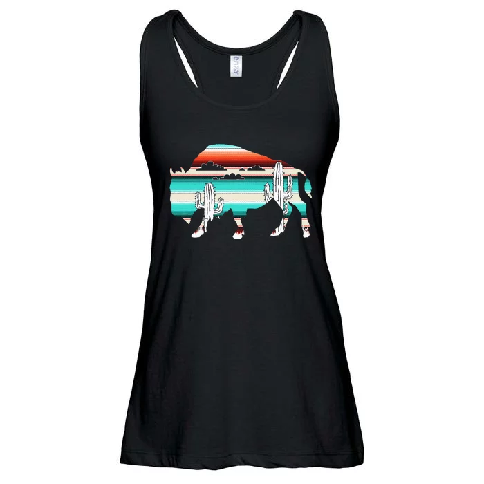 Bison Desert Cactus Serape Western Ladies Essential Flowy Tank