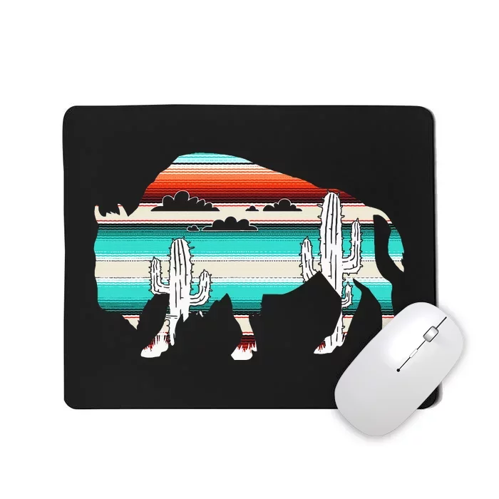 Bison Desert Cactus Serape Western Mousepad