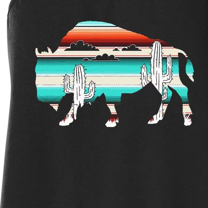 Bison Desert Cactus Serape Western Women's Racerback Tank