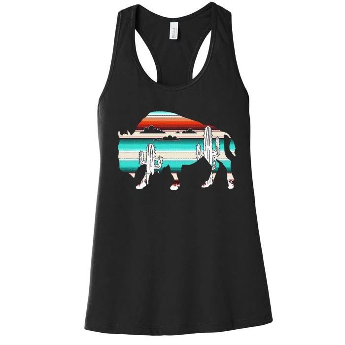 Bison Desert Cactus Serape Western Women's Racerback Tank