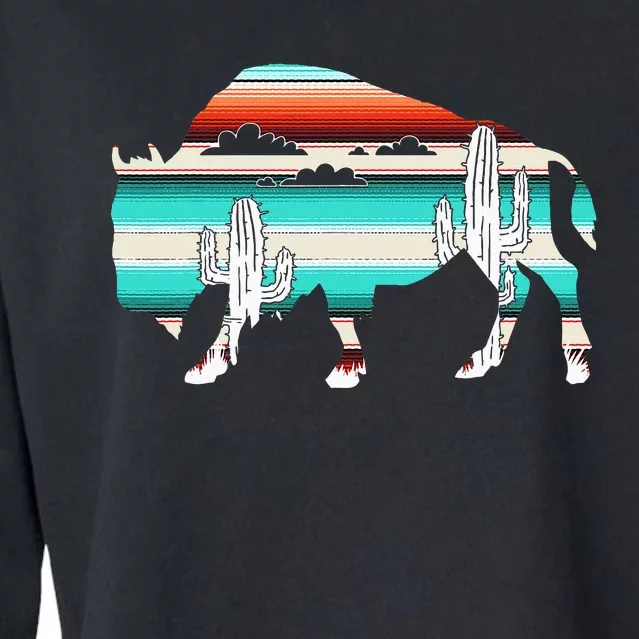 Bison Desert Cactus Serape Western Cropped Pullover Crew