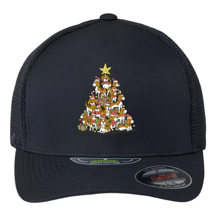 Beagle Dogs Christmas Tree Flexfit Unipanel Trucker Cap