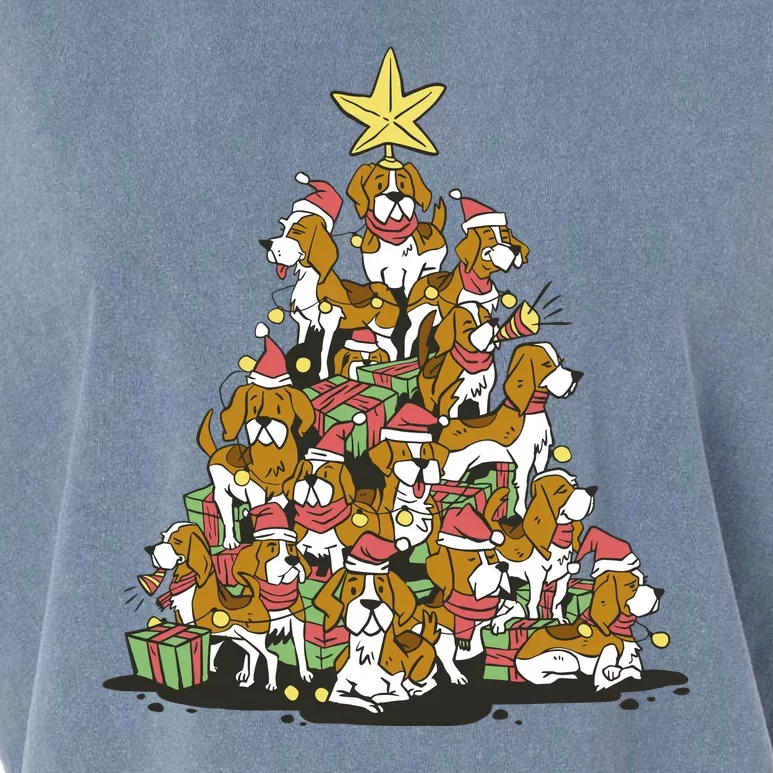 Beagle Dogs Christmas Tree Garment-Dyed Women's Muscle Tee