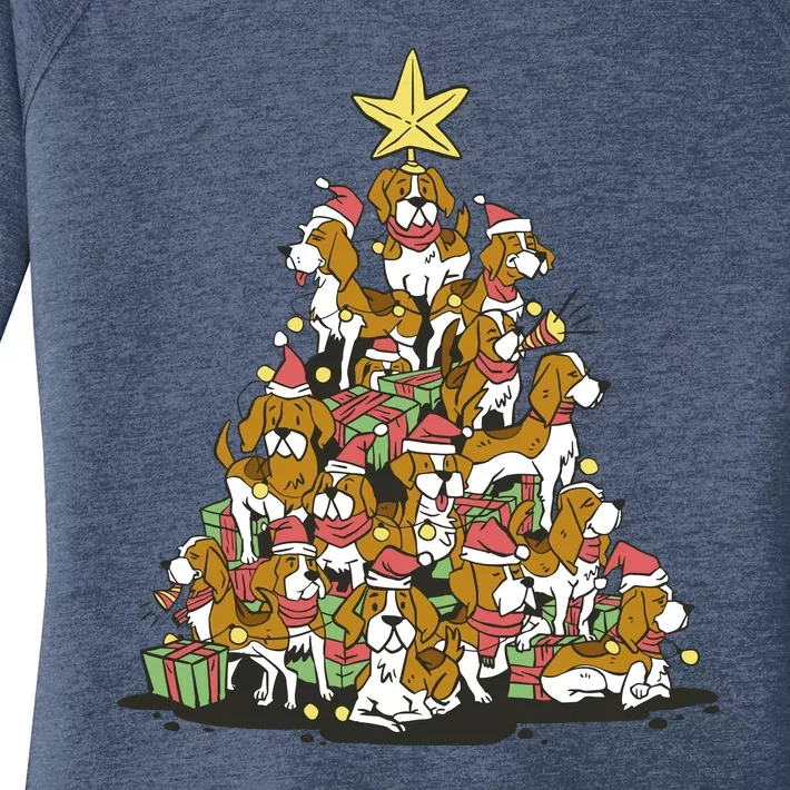 Beagle Dogs Christmas Tree Women's Perfect Tri Tunic Long Sleeve Shirt