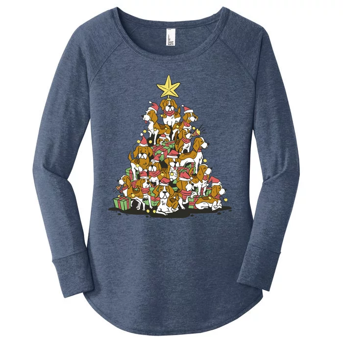 Beagle Dogs Christmas Tree Women's Perfect Tri Tunic Long Sleeve Shirt