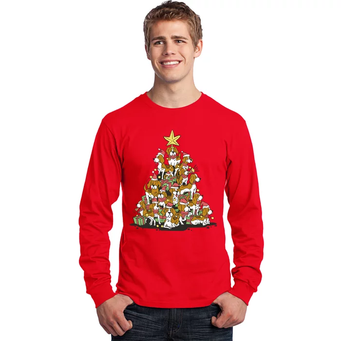 Beagle Dogs Christmas Tree Long Sleeve Shirt