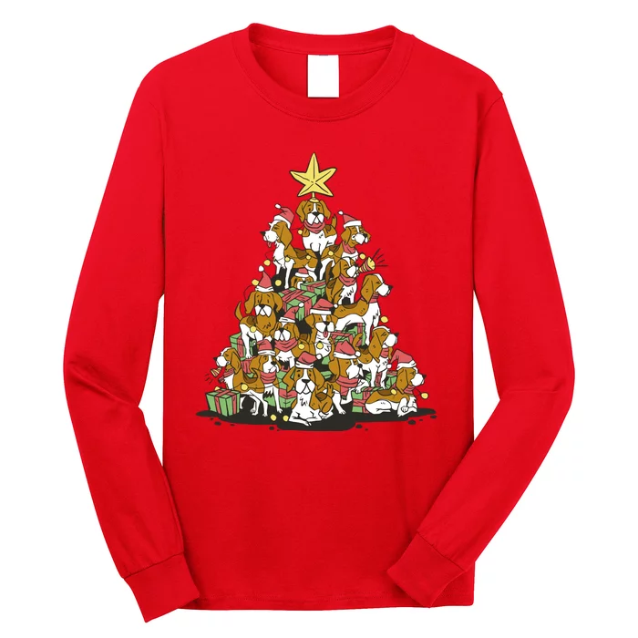 Beagle Dogs Christmas Tree Long Sleeve Shirt