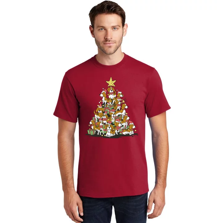 Beagle Dogs Christmas Tree Tall T-Shirt