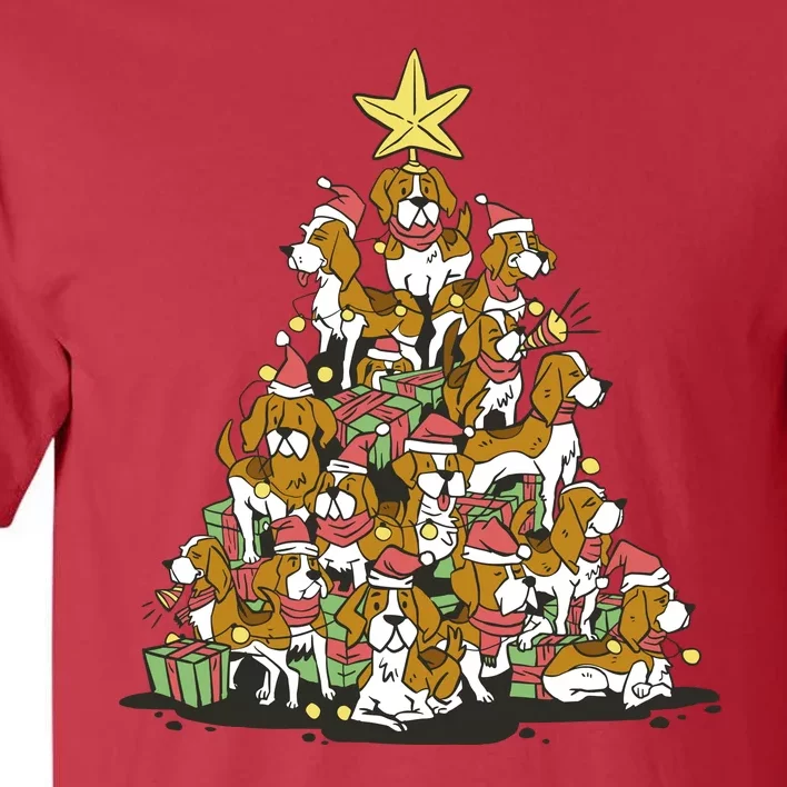 Beagle Dogs Christmas Tree Tall T-Shirt