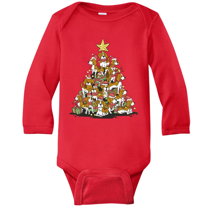 Beagle Dogs Christmas Tree Baby Long Sleeve Bodysuit