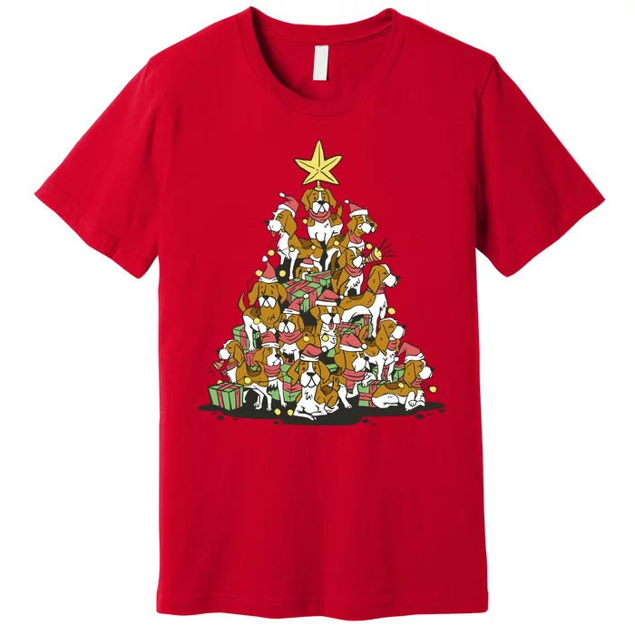 Beagle Dogs Christmas Tree Premium T-Shirt