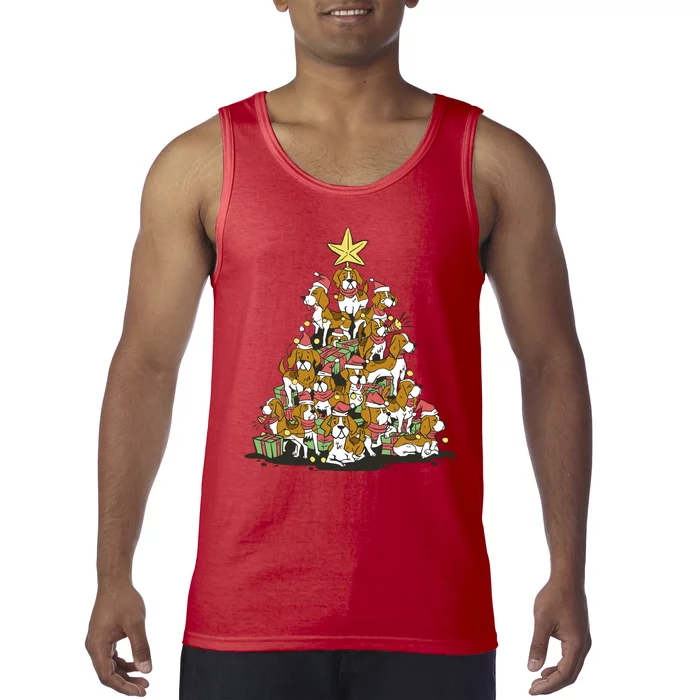 Beagle Dogs Christmas Tree Tank Top