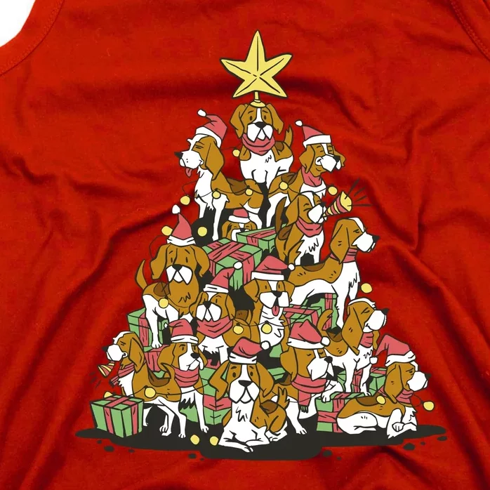 Beagle Dogs Christmas Tree Tank Top