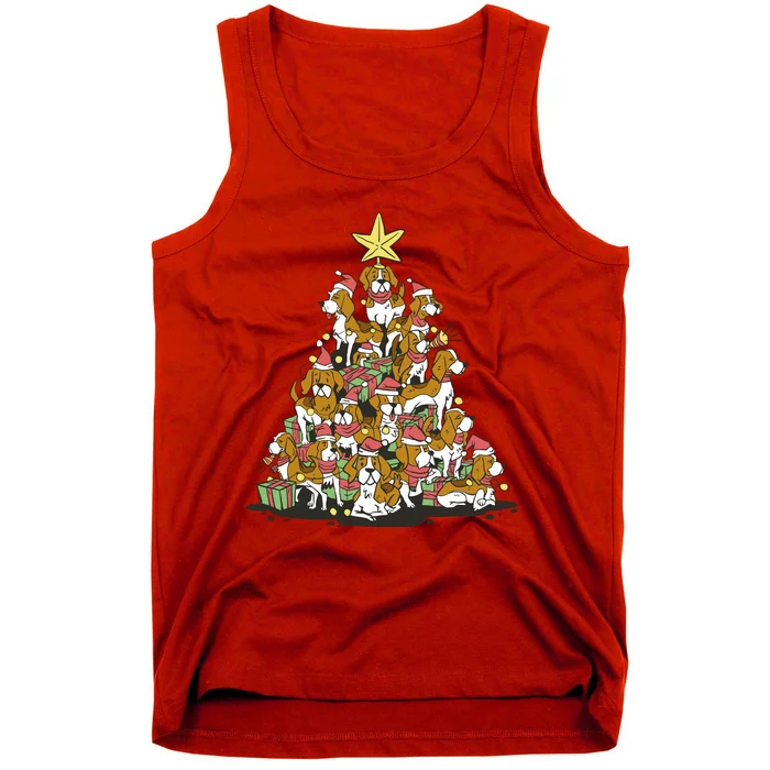 Beagle Dogs Christmas Tree Tank Top