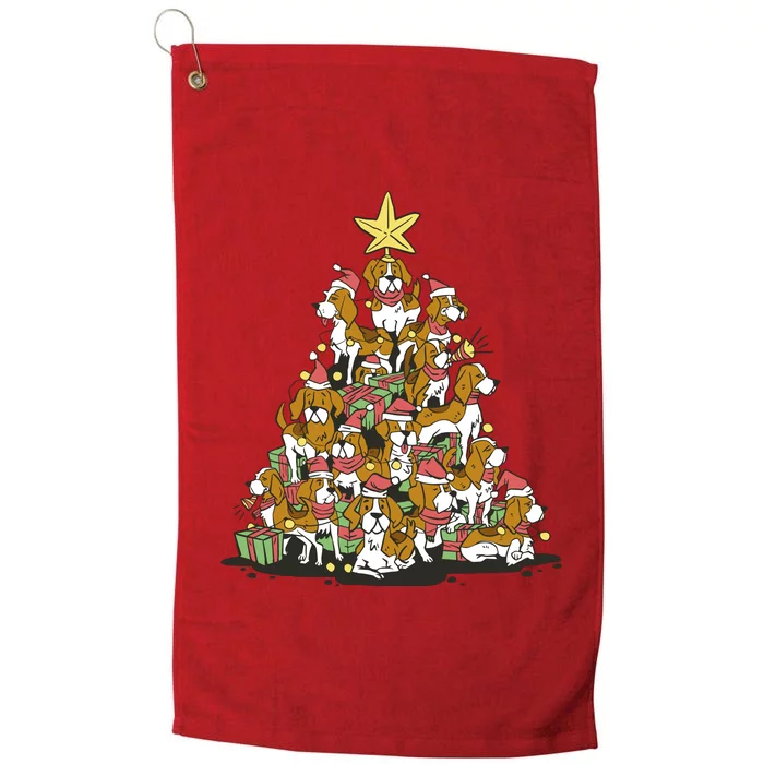 Beagle Dogs Christmas Tree Platinum Collection Golf Towel