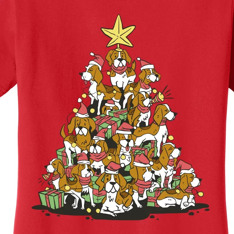 Beagle Dogs Christmas Tree Women's T-Shirt