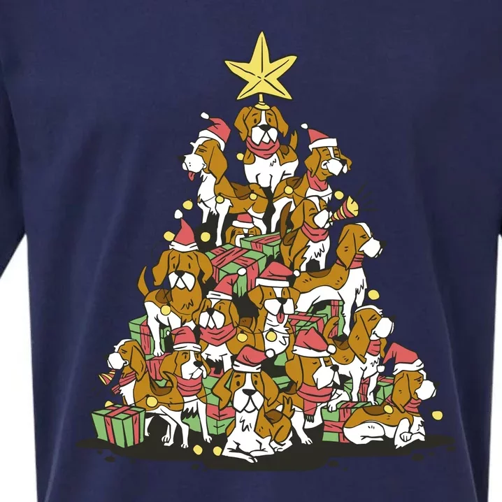 Beagle Dogs Christmas Tree Sueded Cloud Jersey T-Shirt