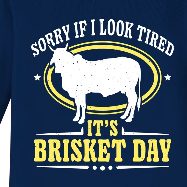 Brisket Day Cool Gift Brisket Grilling Barbecue Smoke Brisket Gift Baby Long Sleeve Bodysuit