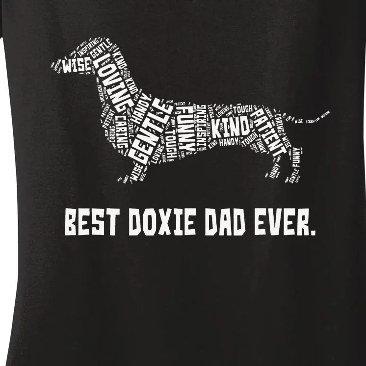 Best Doxie Dad Ever Father's Day for Dachshund Lovers Women's V-Neck T-Shirt