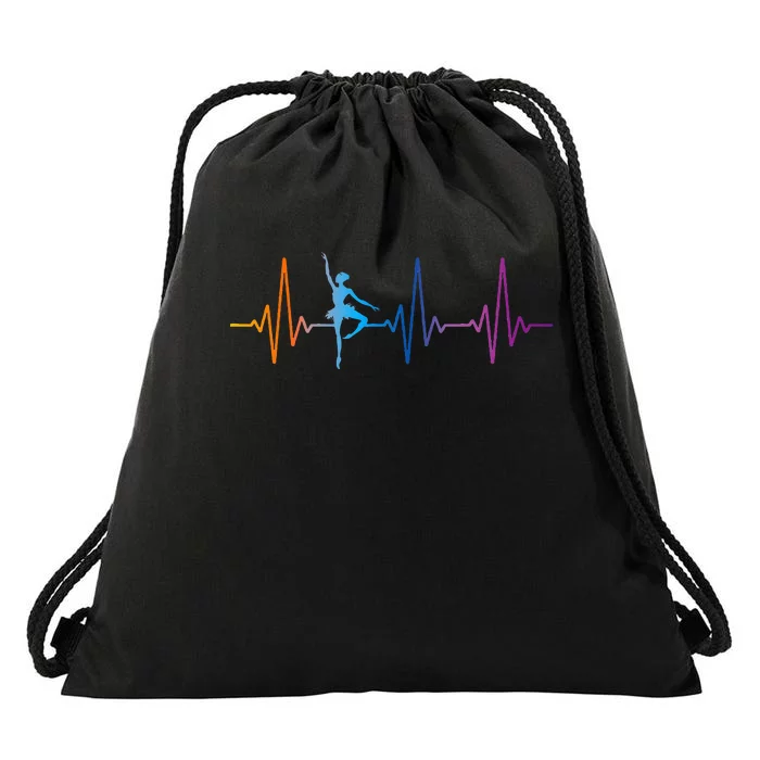 Ballet Dancer Dance Girl Ballerina Heartbeat Tie Dye Drawstring Bag